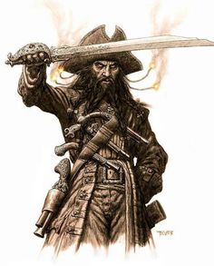 Black Beard. Black Beard Pirate, Famous Pirates, Pirate Tattoo, Pirates Cove, Pirate Art, Black Beards, Pirate Life, Treasure Island