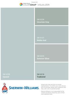 the color scheme for sheryln williams's paint swatches, including gray and white