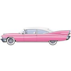 a pink classic car is shown on a white background