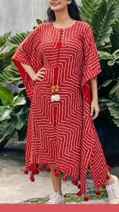 Kaaftaan Designs, Kaftan Pattern Kurti, New Kaftan Designs, Bandhani Dress Pattern, डिजाइनर कपड़े