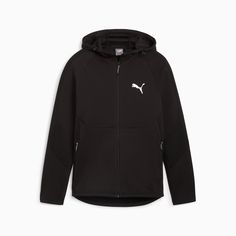 Kit out your wardrobe with a sleek street style staple. Our EVOSTRIPE Full-Zip Hoodie features dryCELL technology for intelligent moisture-wicking capabilities. Puma Outfit, Pullover Mode, Mens Zip Hoodie, Puma Logo, Black Puma, Casual Outerwear, Short T Shirt, Puma Mens, Streetwear Women