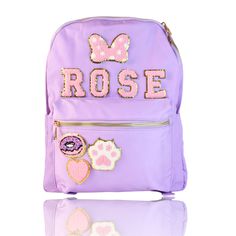 Our cute nylon backpacks are perfect for every girl any age  Make it your own way!  The backpack is perfect for girls back to school who don't need a larger backpack, for the beach, pool, park visits,  travel and vacations, for girls and also trendy women! Measurements: 15x11x5 Colors Available: Baby Pink, Lilac, Mint, and  Black This model can fit around 6 letters on top depending on letters, and around 5 more patches on the bottom. Patches are permanently glued to the backpack. After dried and cured, they are sew on to ensure they will stay forever. IMPORTANT: each patch counts as one, Letters are also considered patches Diy Backpack Decoration, Pink Bookbag, Backpacks For Kids, Girls Backpacks, Preppy Backpack, Strand Pool, Girls Back, Girls Backpack, Baby Rosa