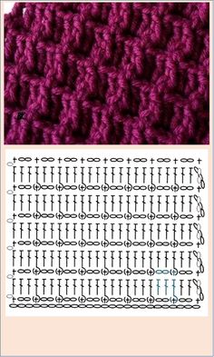 the crochet stitch pattern is shown in two different colors