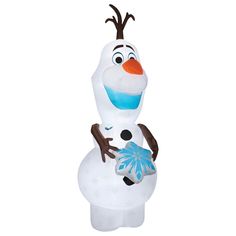 an inflatable snowman is standing upright