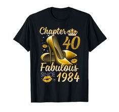 PRICES MAY VARY. Celebrate your 40th birthday in style turning 40 years old with this awesome happy birthday 40th gift. Let everyone know that it is your wonderful 40th birthday today on a birthday party. 40 Years Old Black Melanin Birthday gifts for men women born in 1984 Chapter 40 Fabulous Since 1984 40th Birthday Party shirt gift for Pretty American Girl Flag, Melanin 40th Birthday Queen African American Afro Girls Women tee is the awesome tee ideas for any holiday such as July 4th, Christma Pretty American, Tee Ideas, 40 & Fabulous, 40 And Fabulous, 55th Birthday, 40th Birthday Shirts, Chapter 55, Girls Heels, Birthday Party Shirt