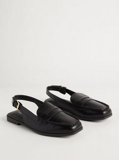 FIT Extra wide width (WW): Our unique fit gives you extra wide width and extra room around your whole foot. . Extra cushioned footbed. Flat heel. MATERIALS + CARE Man-made materials. 100% plastic. Imported. DETAILS Closed toe. Slingback heel. The best plus size women's slingback loafer (ww) loafers in black made of pleather. Rock your look from Torrid to Festivals like Coachella and Lollapalooza, a concert, a show, or just for fun! Torrid is your destination for the freshest spring and summer st Black Beachwear, Mom Fits, Disney Leggings, Shoes For Leggings, Ootd Inspo, Black Dress Shoes, Unique Fits, Closet Goals, Summer Lookbook