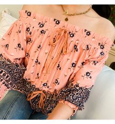 Women's Boho Blouse Top Summer Vacation Style Floral Print Bohemian Off Shoulder Pullover Top Men Jumpsuit, Summer Vacation Style, Flag Outfit, Boho Blouse, Cardigan Shirt, Top Summer, Vacation Style, Women Shirts Blouse, Boho Blouses