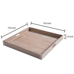 a wooden tray is shown with measurements