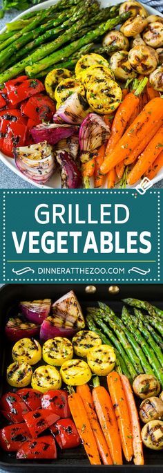 grilled vegetables in a pan with text overlay