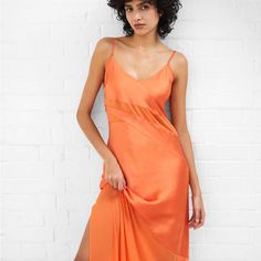 Nwot Orange Maxi Dress Never Worn. Silk & Mesh And Super Flattering. Us Size 4 But Can Fit 2. Make Offers! Spring Evening Orange Slip Dress, Elegant Orange Slip Dress For Spring, Orange Silk Midi Dress For Spring, Fitted Orange Slip Dress For Spring, Chic Orange V-neck Slip Dress, Orange Slip Dress For Spring Party, Orange Maxi Dress, Orange Satin, Glam Party