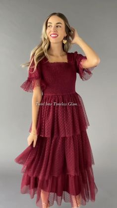 Timeless holiday glam, elevated✨ Our Alana Tulle Tiered Dress | Burgundy is your must-have for a standout piece this season🌹 Shop now for a look that never fades🛍️ Fitted Tiered Tulle Dress, Fitted Organza Dress With Tiered Skirt, Layered Fitted Evening Dresses, Sheer Tulle Tiered Skirt Dress, Sheer Tulle Dress With Tiered Skirt, Fitted Tulle Mesh Dress Midi Length, Layered Fitted Midi Dresses, Sheer Tulle Tiered Dress, Tulle Dresses With Ruffle Hem And Tiered Skirt