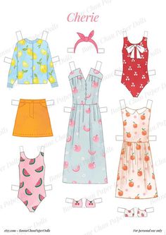 paper doll clothes with the names cherie on them