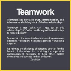 a black and yellow poster with the words teamwork