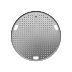 a round metal object with holes in the center on a white background, it appears to be part of an electronic device