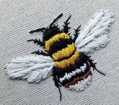 a close up of a bee on a piece of cloth