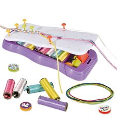 a purple case filled with lots of toys