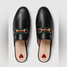 Black Slip On Like New! Worn Less Than A Handful Of Times. Size 6 Gucci Loafers, Shoes Gucci, Black Slip On, Leather Slippers, Black Slip Ons, Gucci Shoes, Flat Shoes Women, Loafer Flats, Slippers