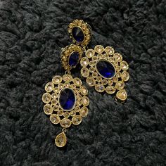 Good Condition Jewelry Kundan, Indian Blue, Kundan Earrings, Earrings Color, Indian Jewelry, Color Blue, Jewelry Earrings, Women Jewelry, Women Shopping