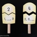 two ice lollypops with numbers on them are shown in three different ways