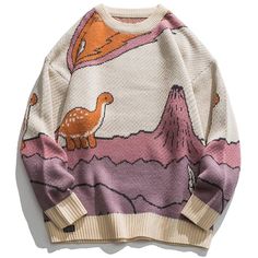 A comfy and stylish sweater you don’t have to think twice about. our knit sweater with cartoon dinosaur and volcanoes, which is cute and cool, and bring lazy and casual sense, definitely on trendy. Material: 100% cotton sweater, soft and comfortable, silky sheen, and exceptional color retention. Machine wash, dry flat. Features: Crew neck lazy sweater with elastic cuff and hem to lock temperature to keep warm in cold fall and winter, cartoon dinosaur and volcanoes patterned sweater best for outf Cheap Streetwear Sweater With Text Print, Cheap Color Block Sweatshirt For Streetwear, Cheap Multicolor Hoodie For Streetwear, Cheap Green Hoodie For Streetwear, Cheap Trendy Green Hoodie, Cheap Oversized Sweater, Vute Sweaters, Dsmp Sweaters, Graphic Sweater Knit