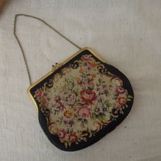 Vintage Tapestry Pouch Bag, Vintage Black Bag For Vintage Events, Black Vintage Bags For Vintage Events, Black Victorian Bag For Vintage Events, Victorian Style Black Bag For Vintage Events, Vintage Evening Bag In Tapestry Material, Vintage Black Rectangular Evening Bag, Vintage Tapestry Bag For Formal Occasions, Vintage Tapestry Bag For Evening