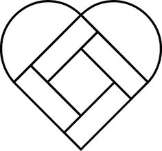 a black and white image of a heart with two intersecting lines in the shape of a rectangle