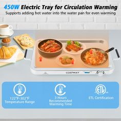 the electric tray for circulation warming is shown with instructions on how to use it