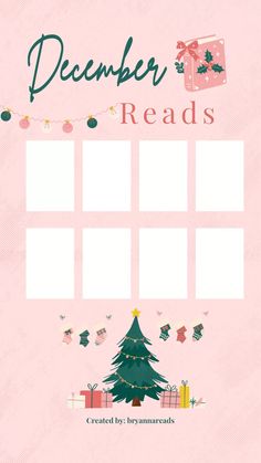 a christmas tree with presents on it and the words december reads