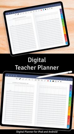 the digital teacher planner is displayed on an ipad