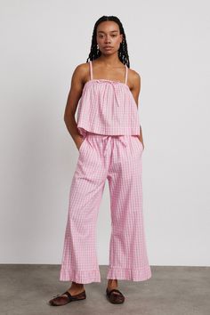 Gingham Pyjamas, Gingham Trousers, Matching Set Outfit, Gingham Set, Flower Scrunchie, Fashion Design Collection, Skirt Co Ord, Red Gingham, Semi Final