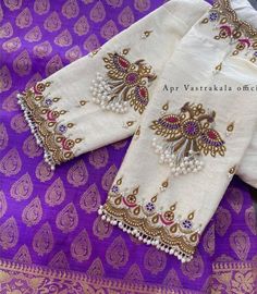 Blouse Designs Embroidery Wedding, Different Aari Work Designs, Blouse Designs Work Latest, Unique Aari Work Blouse Designs, Hand Work Embroidery Blouse Design, Hand Aari Work Design, Hand Embroidery Blouse Designs Simple, Blouse Handwork Designs, Pearl Work Embroidery Blouses