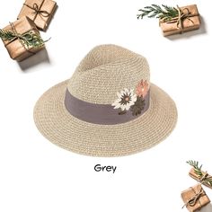 "Hook and Loop closure MATERIAL: 100% Paper Straw Woven. Tightly woven for the quality and durability. Strong Anti-UV Function, UPF 50+ SIZE: One Size Fits Most / Circumference is about 22.5\" Beach Sun Hat, Summer Street Fedora Hat. Great for beach, boating, vacation, park or pool, hiking, camping, gardening, travelling, tourism, weekend getaway, honeymoon." Summer Sun Hat For Picnic, Summer Fedora Panama Hat For Picnic, Adjustable Summer Sun Hat For Picnic, Brimmed Sun Hat For Garden Party Vacation, Adjustable Summer Sun Hat For Picnics, Brimmed Paper Straw Hats For Picnic, Upf 50+ Straw Hat For Garden Party, Casual Straw Sun Hat For Garden Party, Eco-friendly Short Brim Straw Hat For Beach