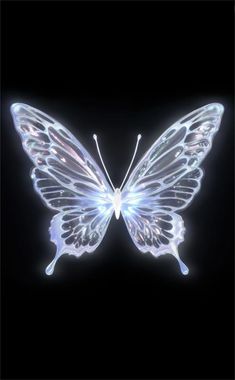 a glowing butterfly on a black background