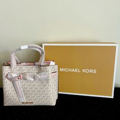 Small Hand Bag, With Adjustable Over The Shoulder Strap, Comes In Original Box And Packaging Pink Michael Kors Shoulder Bag With Top Carry Handle, Pink Rectangular Bag, Pink Michael Kors Shoulder Bag With Handles, Feminine Pink Michael Kors Bag, Michael Kors Blush Rectangular Bag, Michael Kors Designer Blush Bags, Designer Michael Kors Blush Bag, Designer Pink Bags Suitable For Gifts, Designer Pink Bags As Gift