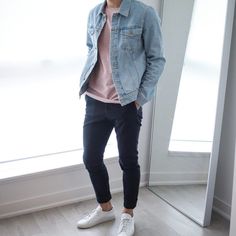 Minimalist Moda, Jaket Denim, Mens Fashion Denim, Herren Outfit, Mode Casual, Mens Fashion Casual Outfits, Stylish Mens Outfits, Stil Inspiration, Men Fashion Casual Outfits