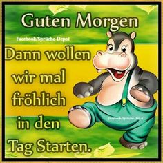 a poster with a cartoon cow on it's back and the words guten morgen