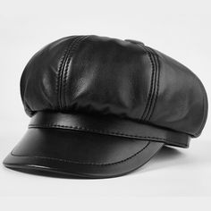 Leather Beret, Beret Style, Hats Women, Berets Cap, Leather Hat, Casual Cap, Estilo Punk, Leather Hats