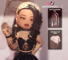 an image of a doll with jewelry on it's head and in the background