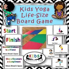 kids yoga life - size board game with pictures and instructions to learn how to do it