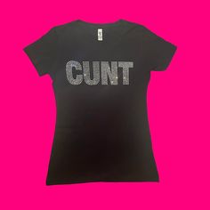 cute trashyy2k bimbocore mcbling custom c*nt rhinestone shirt! made with hot fix rhinestones 💟 Diy Bedazzled Shirt, Mcbling Shirts, Y2k Rhinestone Top, Emo Mcbling, Bedazzled Tank Top, Bedazzled Shirt, 2000s Shirts, Wishlist Board, Mcbling Fashion