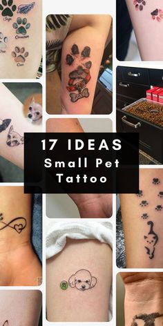 small dog paw tattoo designs on the wrist and arm for dogs, cats or kittens