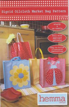 the sewing pattern is for bags with flowers on them