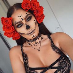 Makijaż Sugar Skull, Halloween Makeup Sugar Skull, Halloween Make-up Looks, Halloweenský Makeup, Holloween Makeup, Dead Makeup, Skeleton Face, Cute Halloween Makeup, Skeleton Makeup