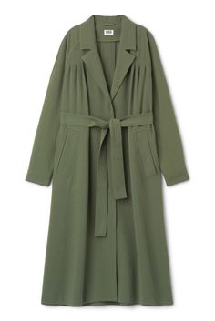 Pleated Coat, Evening Coat, Lapel Coat, Anime Dress, Jeans Fashion, Women's Jackets, Green Coat, Outerwear Coats, Green Jacket