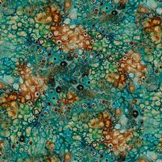 an abstract painting with lots of different colors and patterns on it, including blue, green,