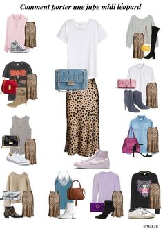 Midi Skirt Outfit Ideas, Leopard Print Skirt Outfit, Leopard Skirt Outfit, Printed Skirt Outfit, Skirt Outfit Ideas, Match Outfits, Leopard Outfits, Midi Skirt Outfit, Leopard Print Skirt