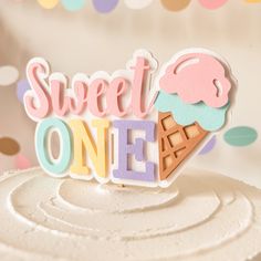 Sweet One Cake Topper Ice Cream First Birthday Decor One Sweet Birthday Party, Photo Themed Birthday Party, Here's The Scoop Birthday Party, Heres The Scoop First Birthday, Sweet 1 Birthday Party, 1st Birthday Ice Cream Theme, One Sweet Girl Birthday Party, Sweet Little One First Birthday, The Sweet One First Birthday