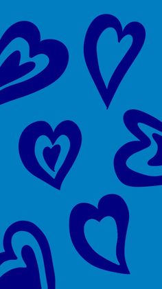 blue hearts are arranged in the shape of heart shapes on a blue background with black outlines