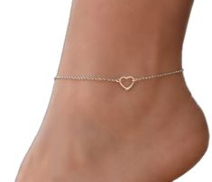 Trendy Adjustable Heart-shaped Anklets, Dainty Adjustable Anklets For Valentine's Day, Trendy Anklets For Valentine's Day, Gold Sterling Silver Anklet As Gift, Adjustable Heart-shaped Dainty Anklets, Trendy Adjustable Heart Anklets, Minimalist Sterling Silver Anklet With Adjustable Chain, Trendy Valentine's Day Gift Anklets, Adjustable Gold Sterling Silver Anklets