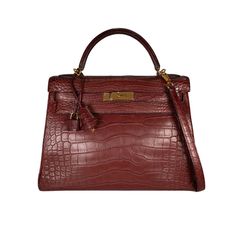 #ad Top Seller for Hermes Matte Alligator Kelly 32 Bourgogne Red Brown with Gold Hardware, Fashion Bags Kelly Bag, Gold Hardware, Alligator, Bags Handbags, Fashion Bags, Buckle, Bag Lady, Shoe Accessories